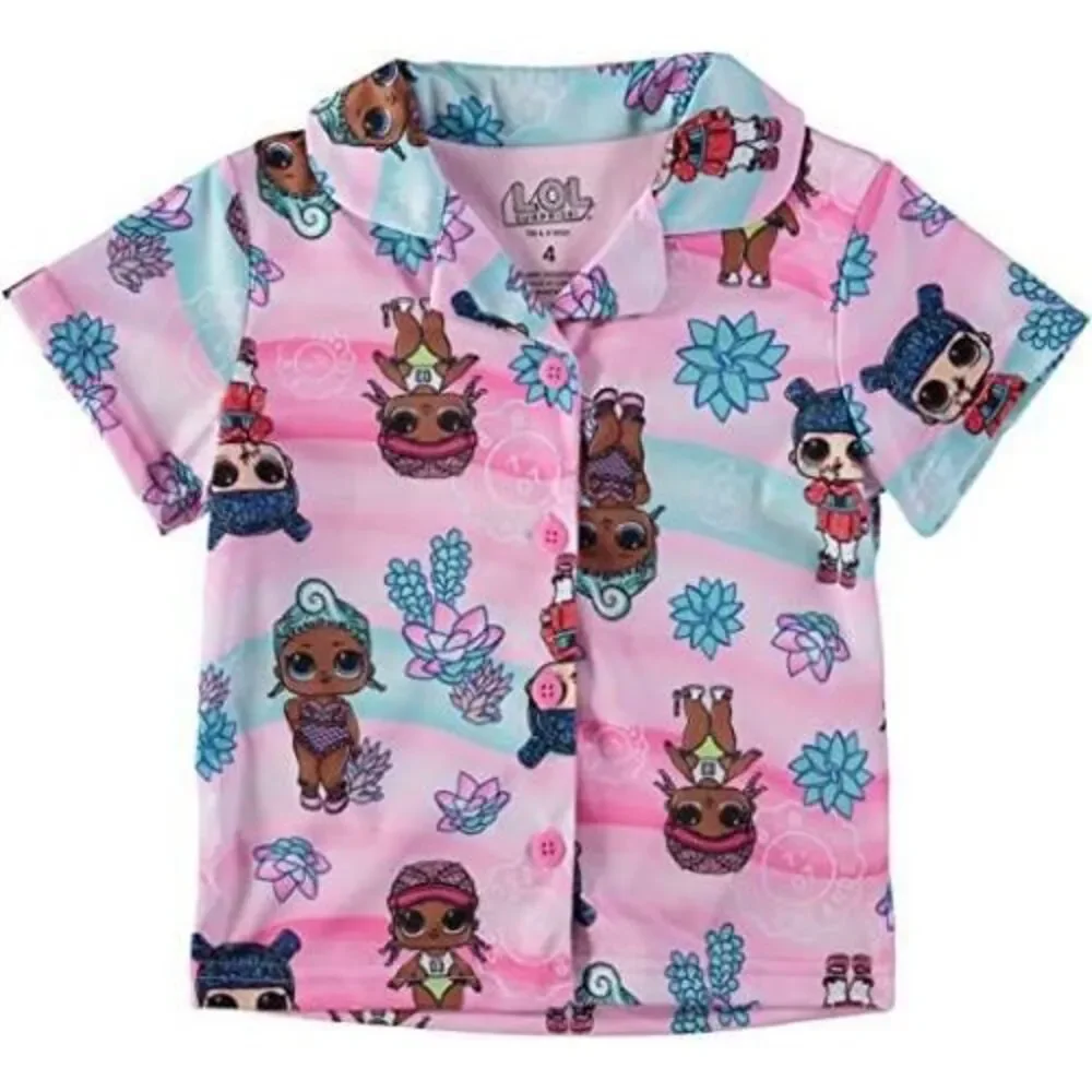 L.O.L. Surprise! Girls Tropical Vacation Time Button‎ Front Sleepwear - Size 8